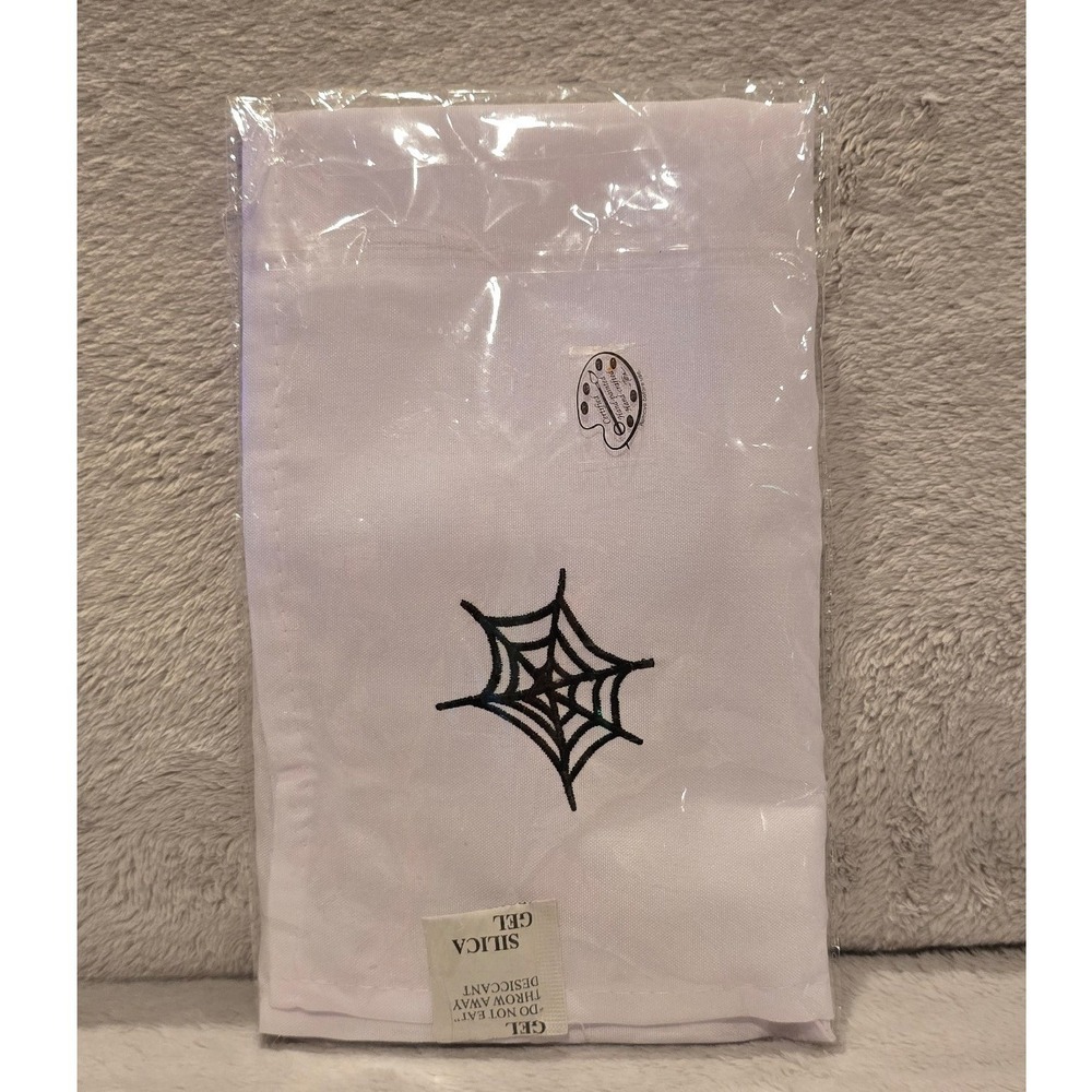 Temptations Tara Hand-Painted White Spiderweb Embroidered Textile Halloween